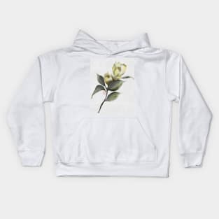 Yellow watercolor and sumiE ink camellia Kids Hoodie